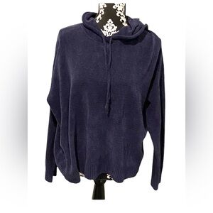 Eileen Fisher blue fleece cropped hoodie NWT